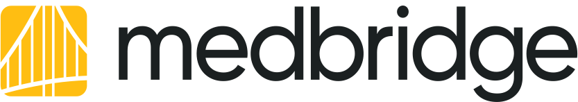 Medbridge logo with a yellow abstract shape and the word “medbridge” in bold black letters on white.